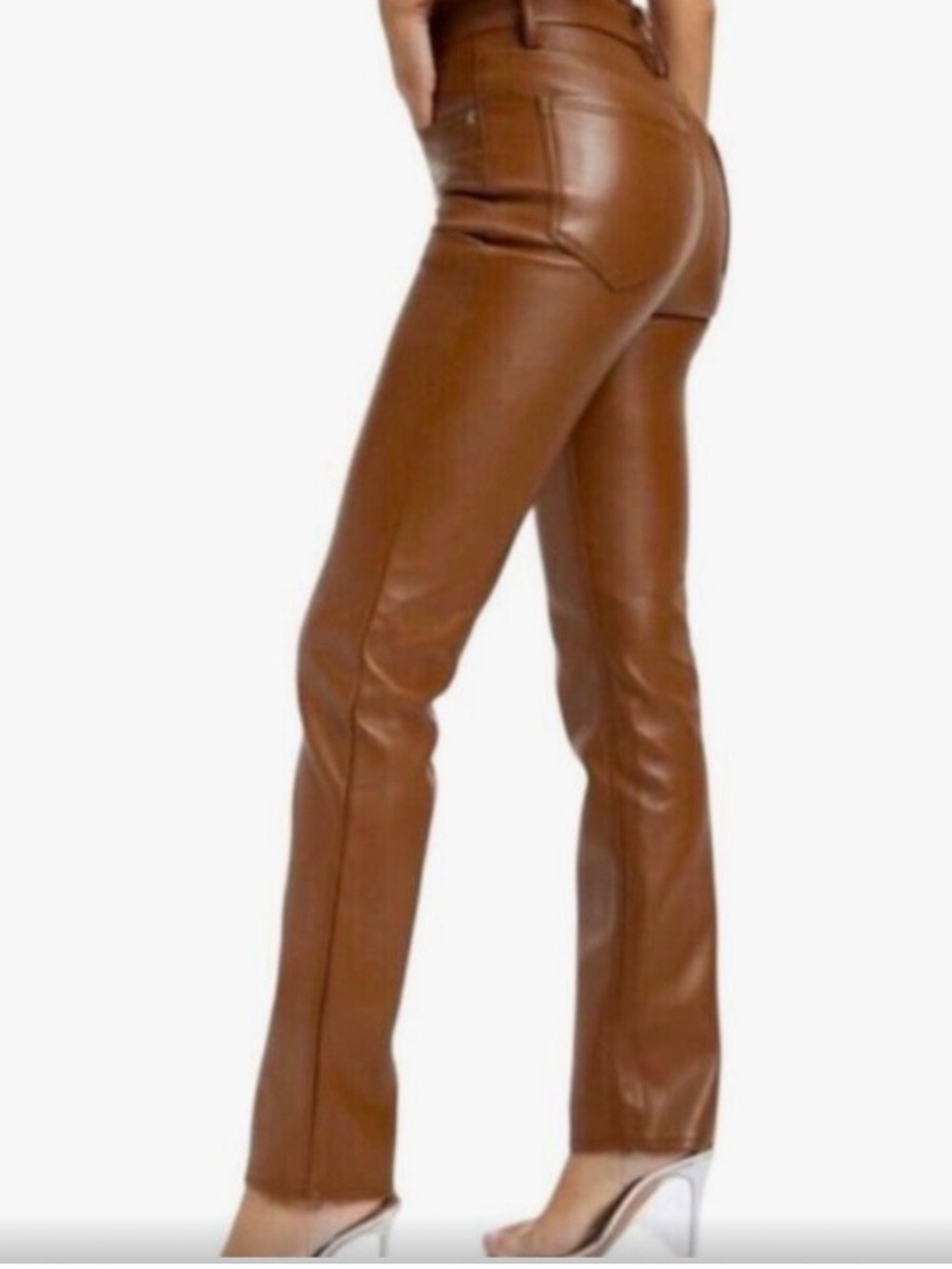 Good American Brown Faux Leather Pants